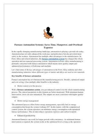 furnace automation systems saves time manpower