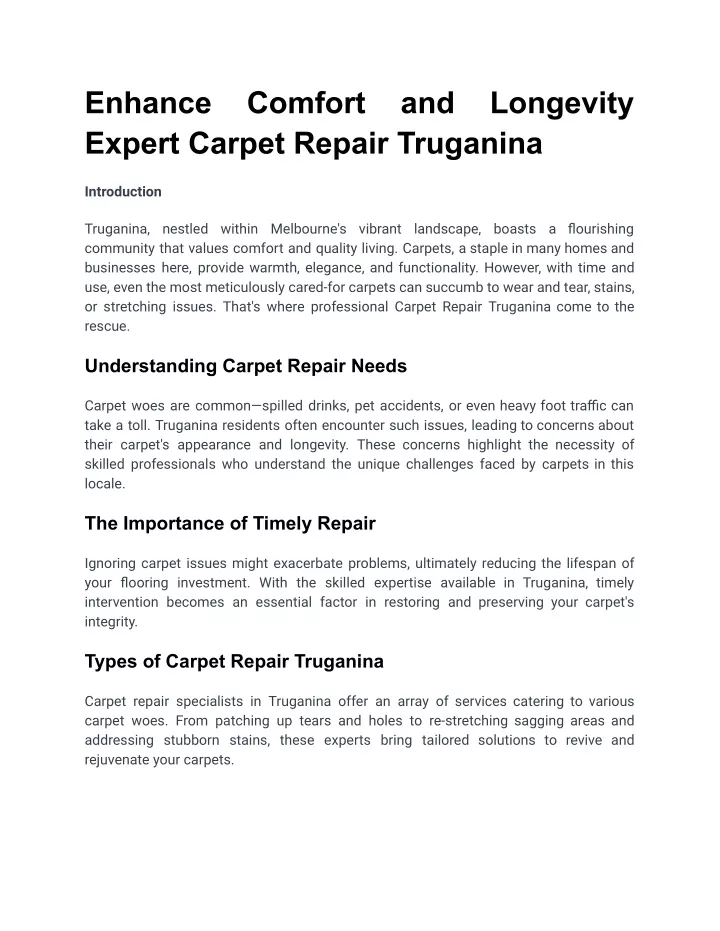 enhance expert carpet repair truganina