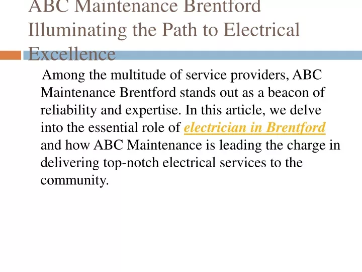 abc maintenance brentford illuminating the path to electrical excellence