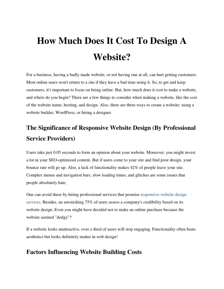PPT How Much Does It Cost To Design A Website PowerPoint Presentation 