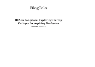 BBA in Bangalore_ Exploring the Top Colleges for Aspiring Graduates