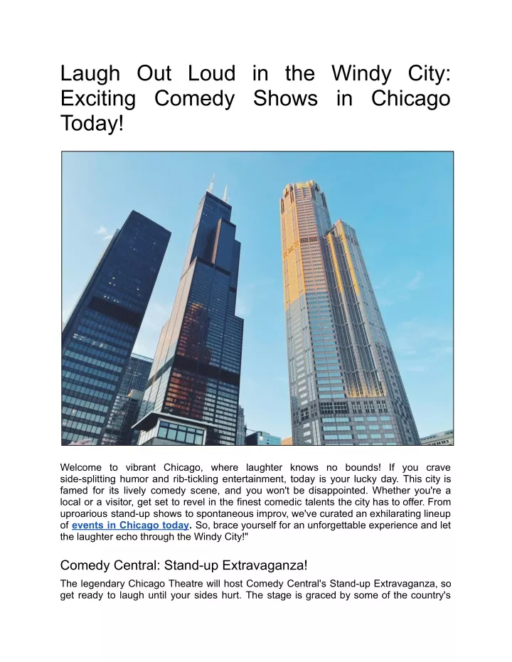 laugh out loud in the windy city exciting comedy