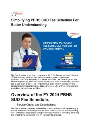 simplifying pbhs sud fee schedule for better