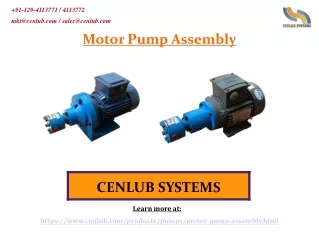 Best Motor Pump Assembly In India