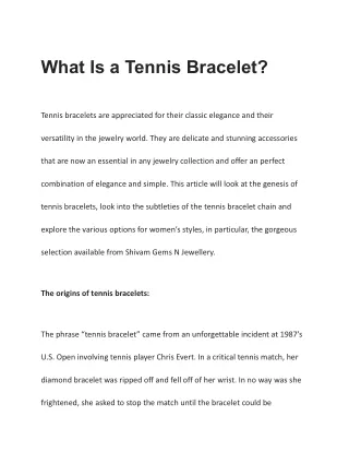 What Is a Tennis Bracelet