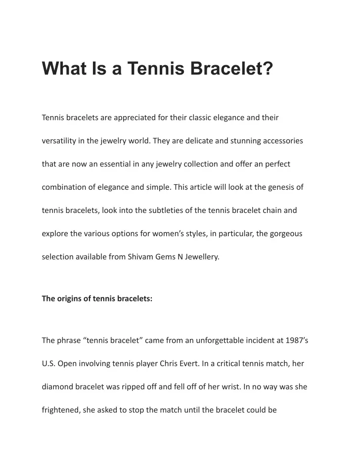what is a tennis bracelet