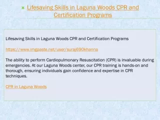 Lifesaving Skills in Laguna Woods