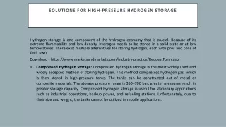 Solutions for High-Pressure Hydrogen Storage