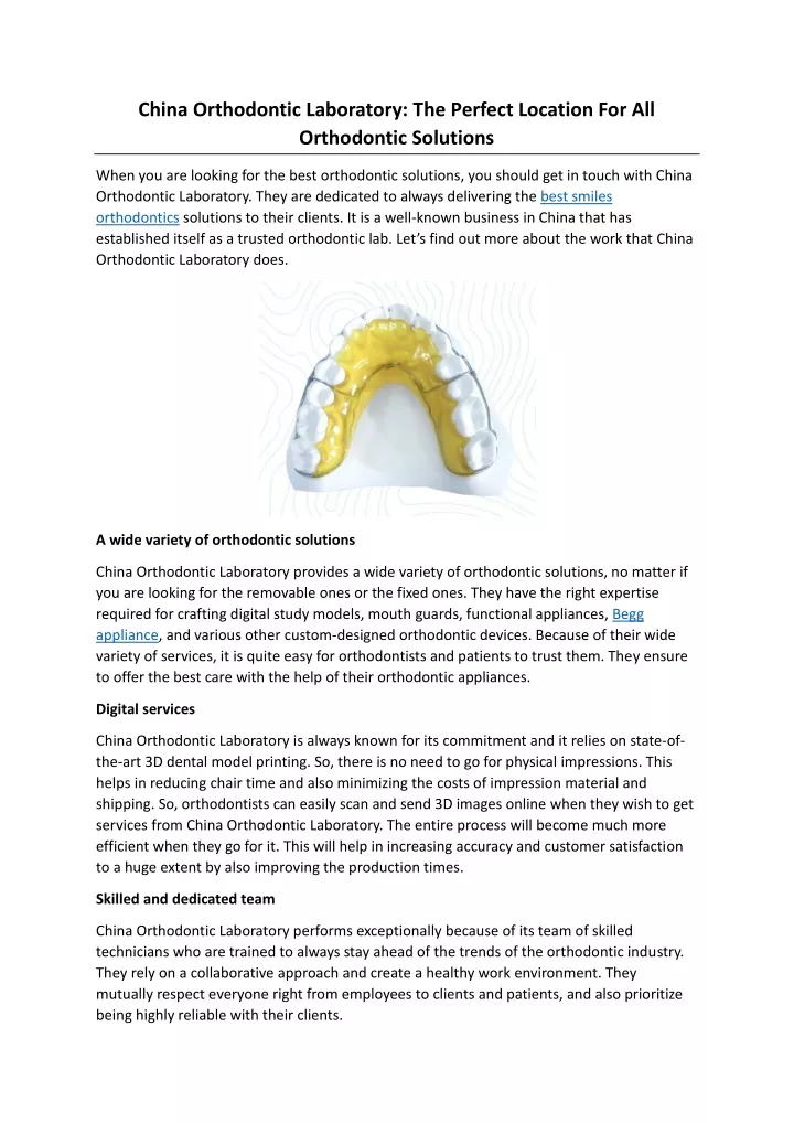 china orthodontic laboratory the perfect location