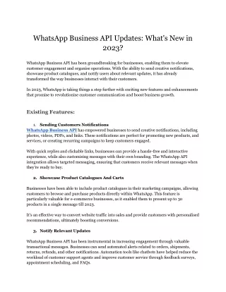 New WhatsApp Business API Updates