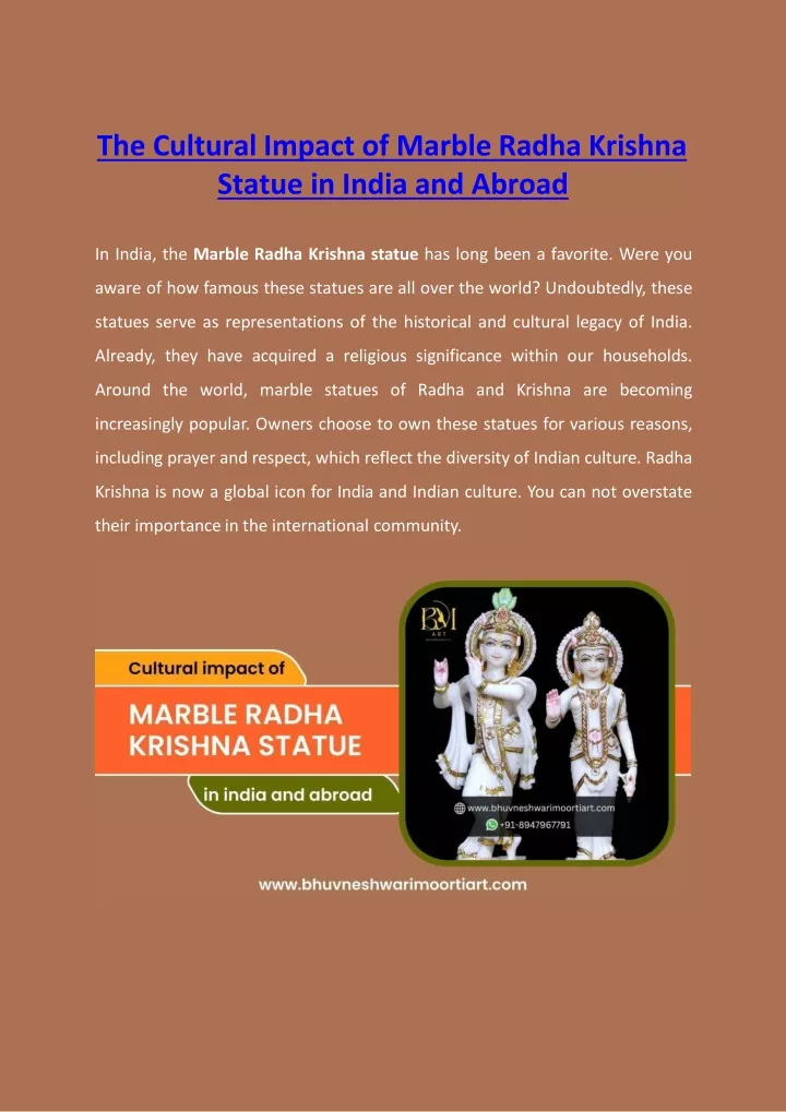 the cultural impact of marble radha krishna statue in india and abroad