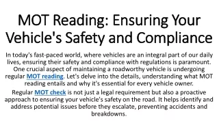 mot reading ensuring your vehicle s safety and compliance