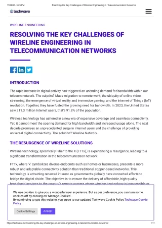 Resolving the Key Challenges of Wireline Engineering in  Telecommunication Networks