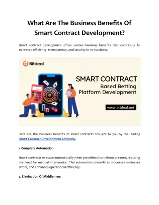 What Are The Business Benefits Of Smart Contract Development?