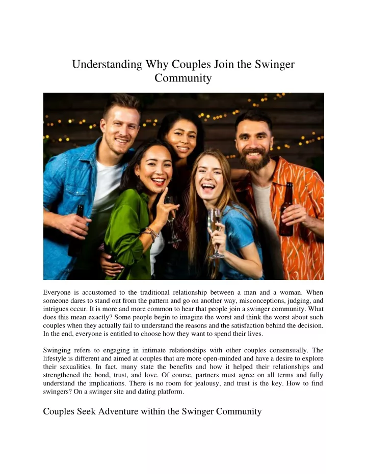 understanding why couples join the swinger