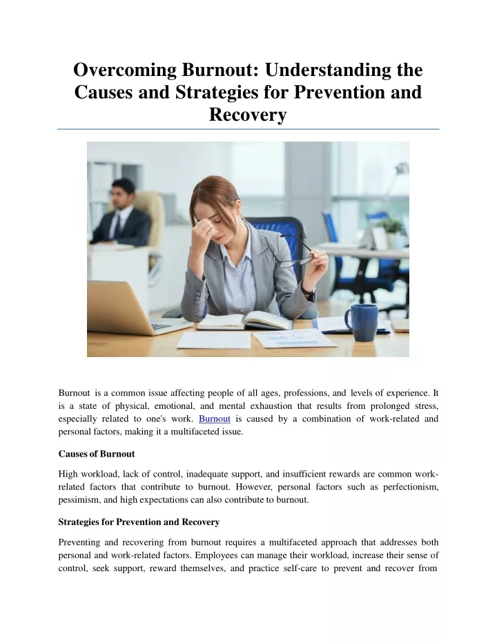 overcoming burnout understanding the causes and strategies for prevention and recovery