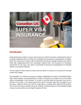 How Long is Super Visa Insurance Valid