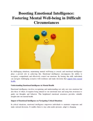 boosting emotional intelligence fostering mental well being in difficult circumstances