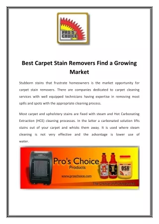 Best Carpet Stain Removers Find a Growing Market
