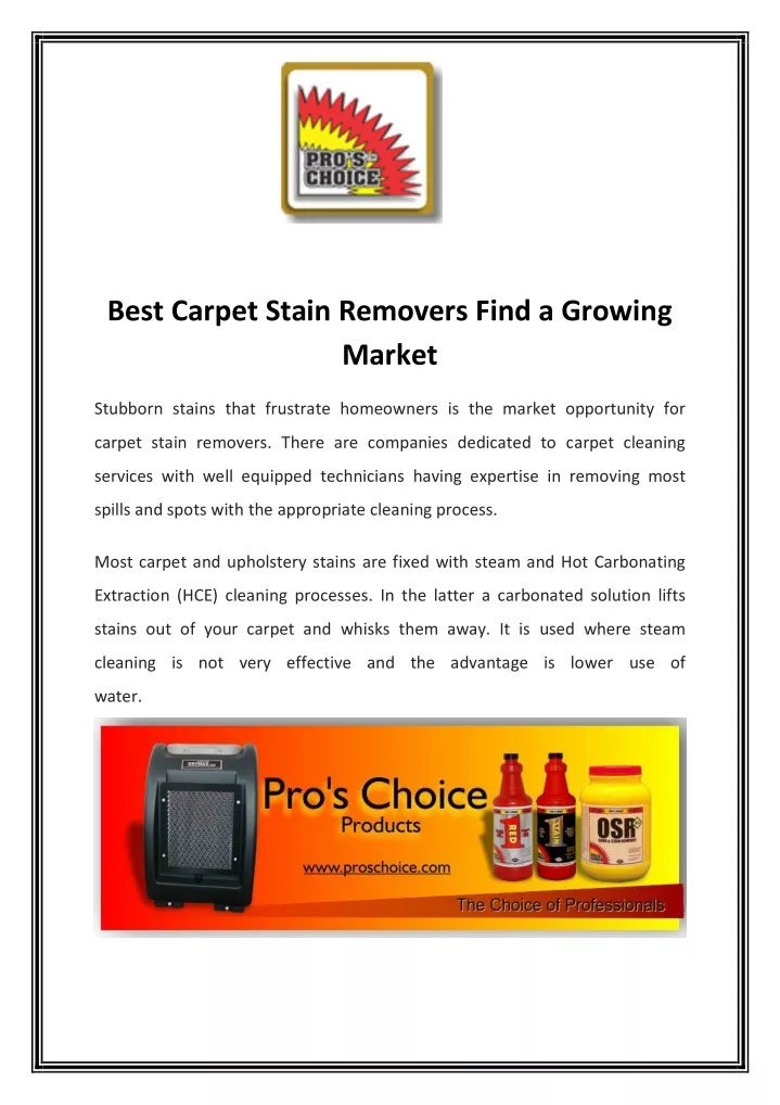 best carpet stain removers find a growing market