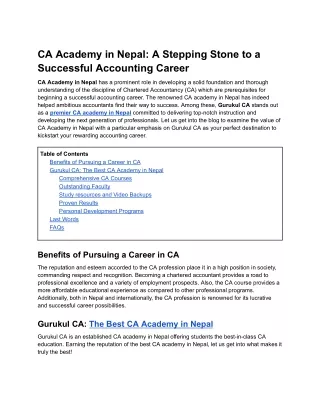 CA Academy in Nepal_ A Stepping Stone to a Successful Accounting Career