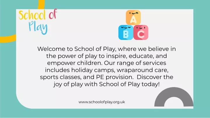 welcome to school of play where we believe