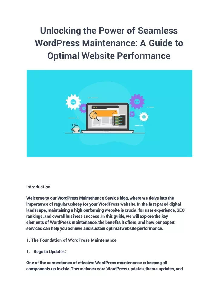 unlocking the power of seamless wordpress maintenance a guide to optimal website performance