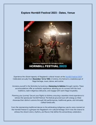 Explore Hornbill Festival 2023 - Dates, Venue