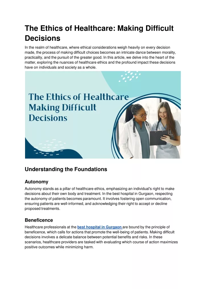 the ethics of healthcare making difficult