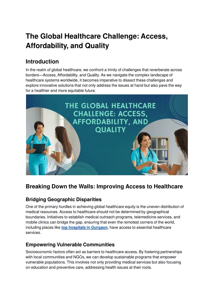 the global healthcare challenge access
