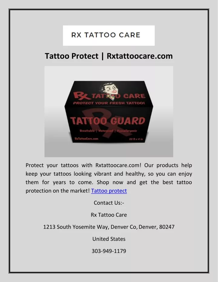 tattoo protect rxtattoocare com