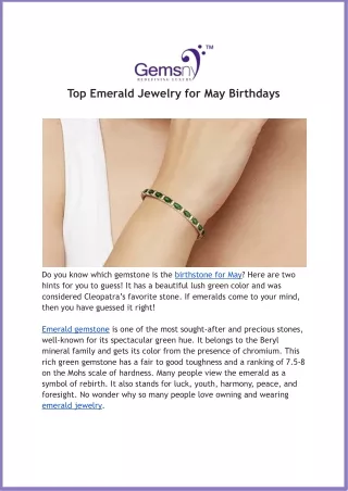 Did emerald jewellery is unforgettable birthday gift for born in May ?