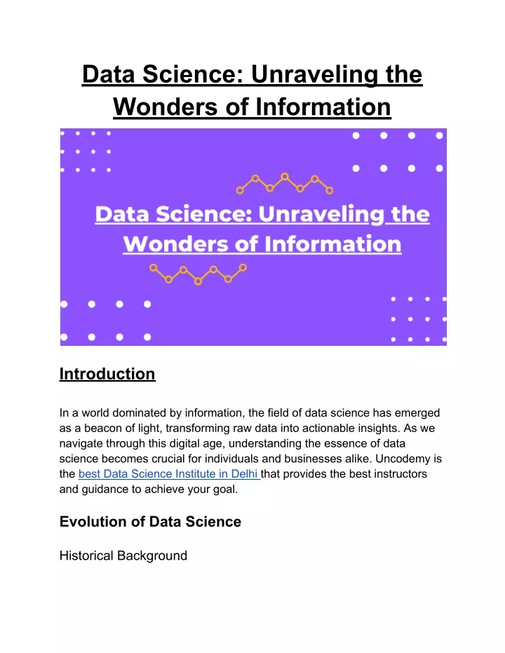 data science unraveling the wonders of information