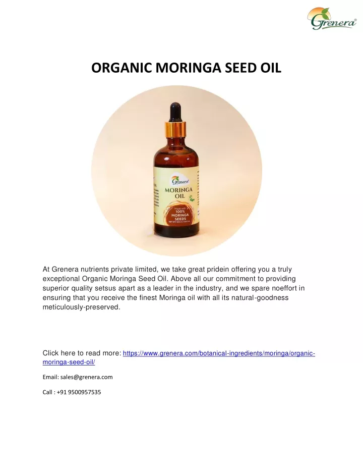 organic moringa seed oil