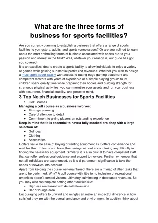 what are the three forms of business for sports