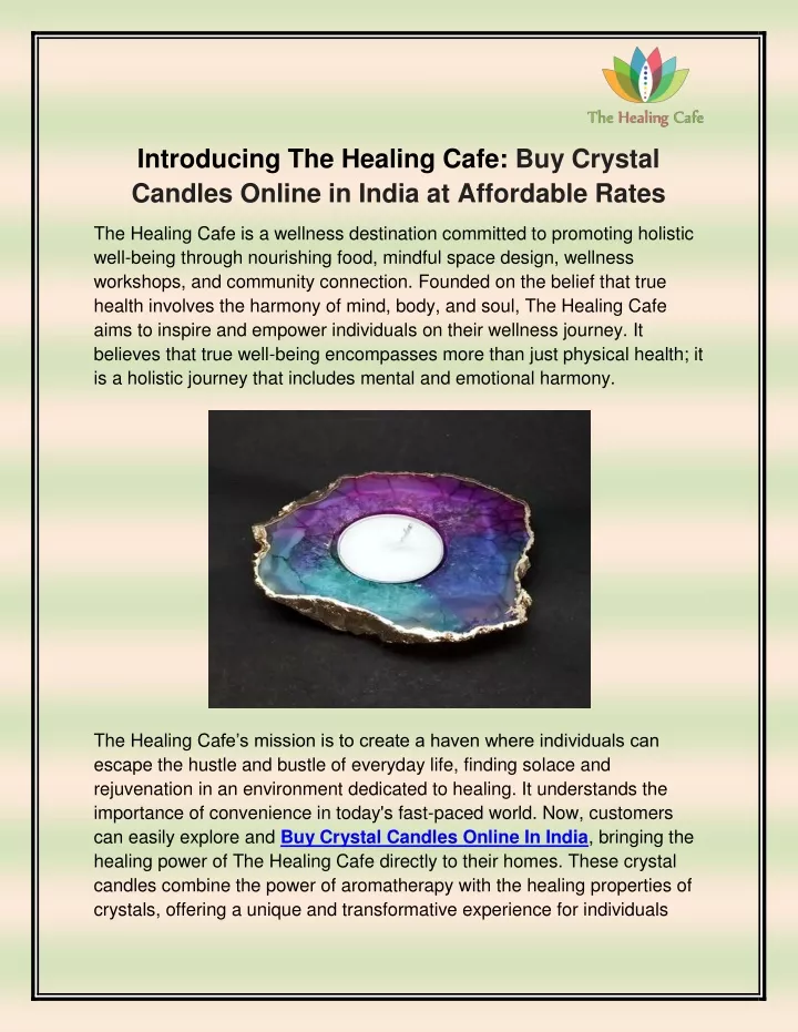 introducing the healing cafe buy crystal candles