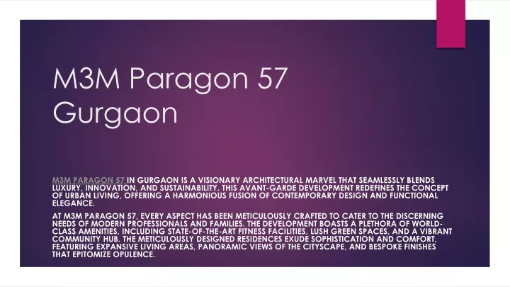 m3m paragon 57 gurgaon