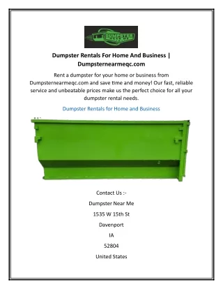 Dumpster Rentals For Home And Business  Dumpsternearmeqc.com