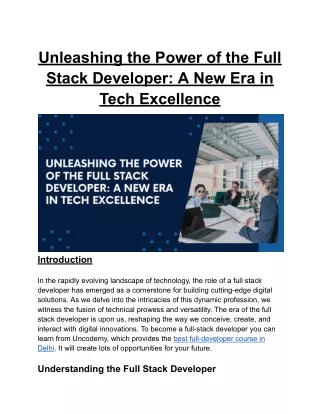 unleashing the power of the full stack developer