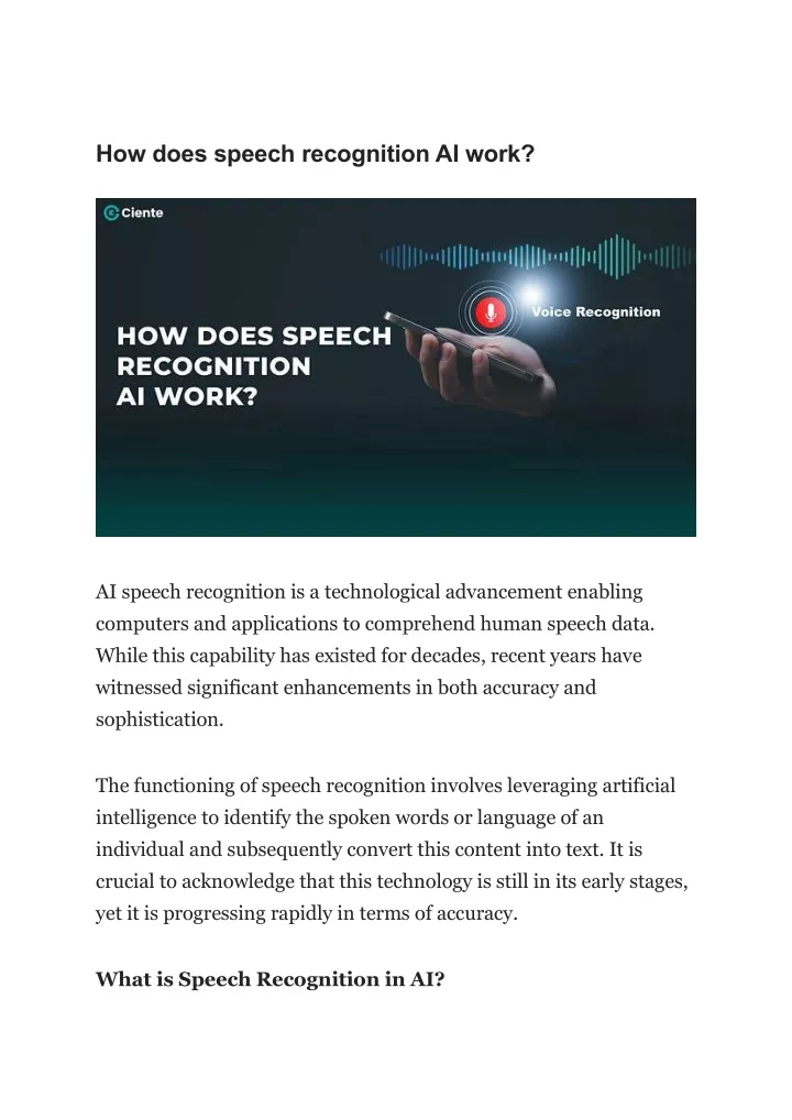 how does speech recognition ai work