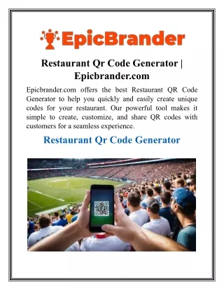 Restaurant Qr Code Generator  Epicbrander