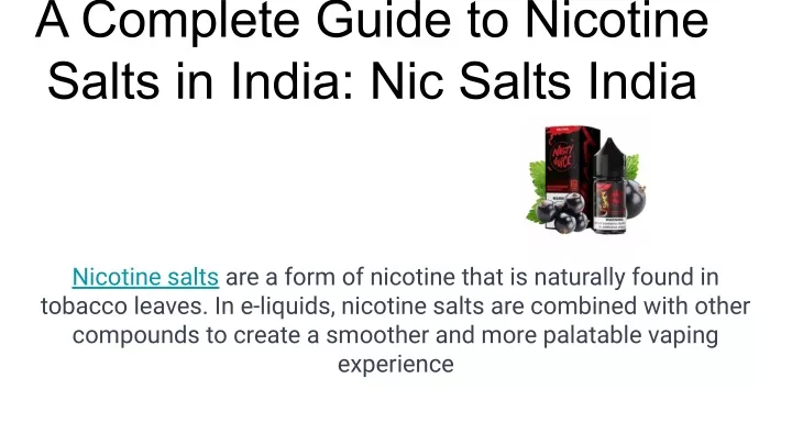 a complete guide to nicotine salts in india