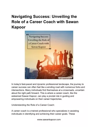 Navigating Success_ Unveiling the Role of a Career Coach with Sawan Kapoor