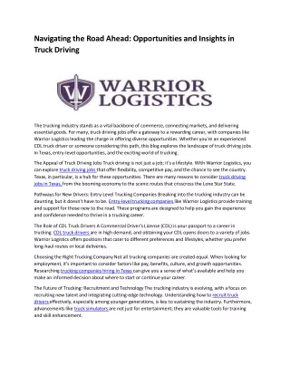 navigating the road ahead opportunities