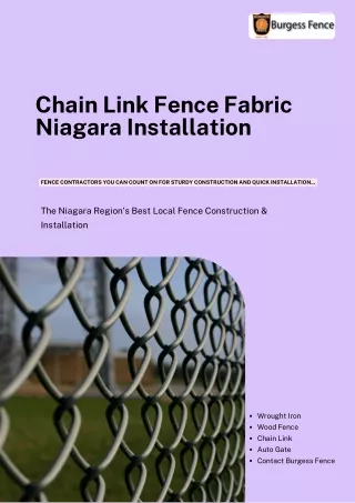 Get Chain Link Fence Fabric Installation Services in Niagara