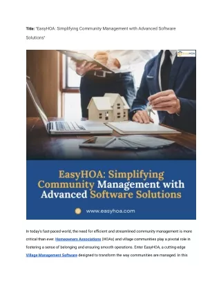 EasyHOA_ Simplifying Community Management with Advanced Software Solutions