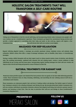 Holistic Salon Treatments For Your Hair