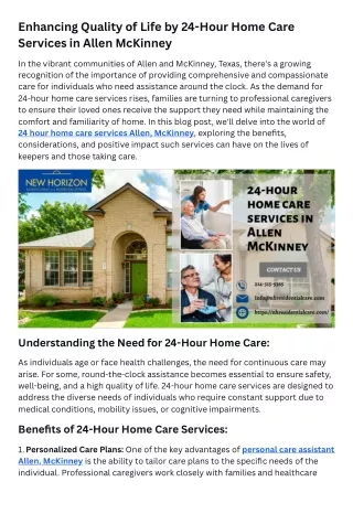 enhancing quality of life by 24 hour home care