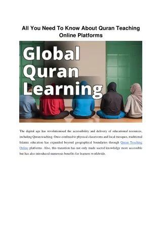All You Need To Know About Quran Teaching Online Platforms