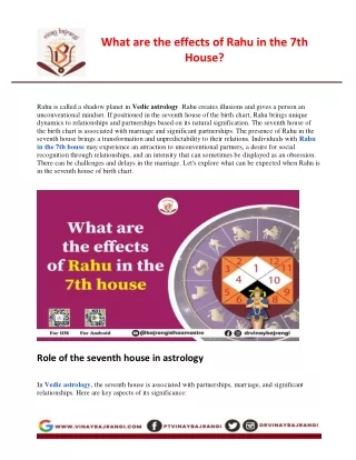 What are the effects of Rahu in the 7th House